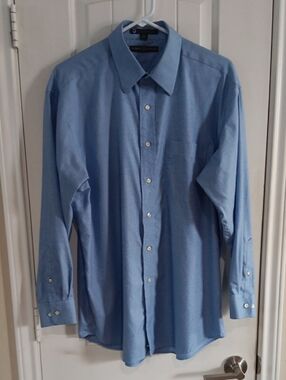 Vtg '02 Tommy Hilfiger Blue Micro-Check Dress Shirt | 16 32/33 | Lifetime Collar